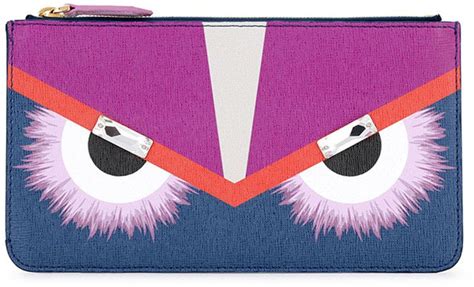 fendi monster leather pouch|Fendi Monster Leather Flat Zip Pouch .